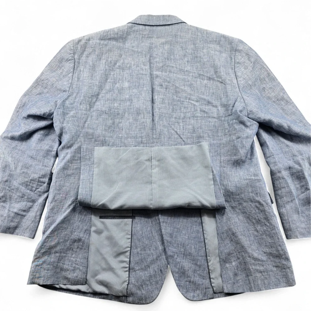 Jos A Bank 1905 Mens 50 Long Blue Linen Tailored Fit 2 Button Blazer Sport Coat